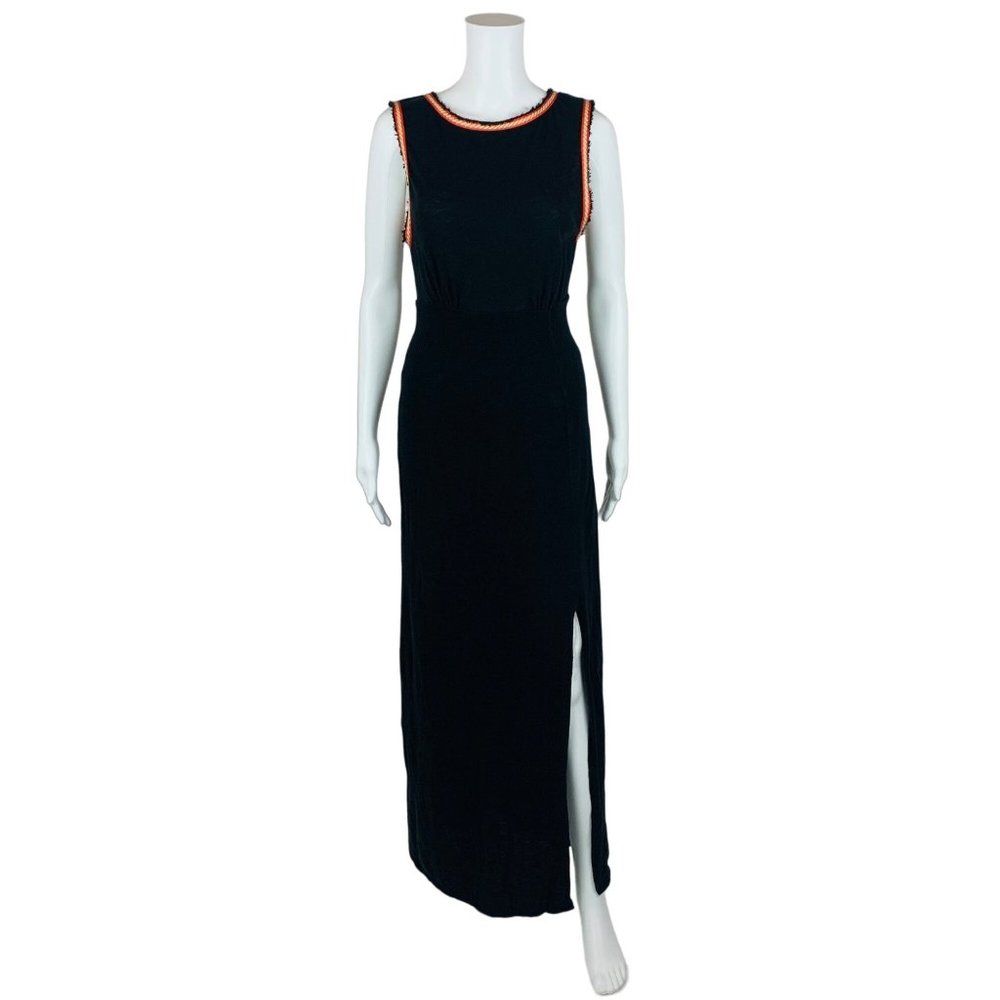 Free People Sabrina Maxi Dress Women’s Black Sleeveless Open Back High Slit S